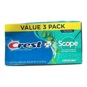 Crest + Scope Toothpaste (5.4 oz, 3 Pack) - Whitening Mint Fresh